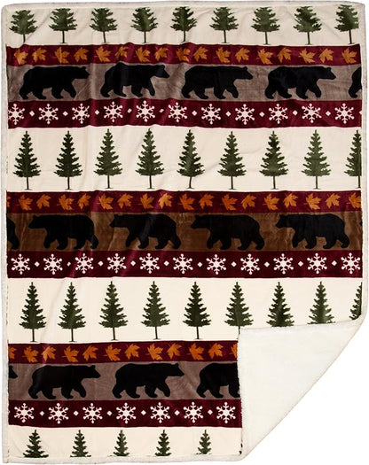 CARSTENS, INC. Ultra Premium Super Soft Plush Sherpa Fleece Oversized Throw Blanket 54" x 68", Tall Pine