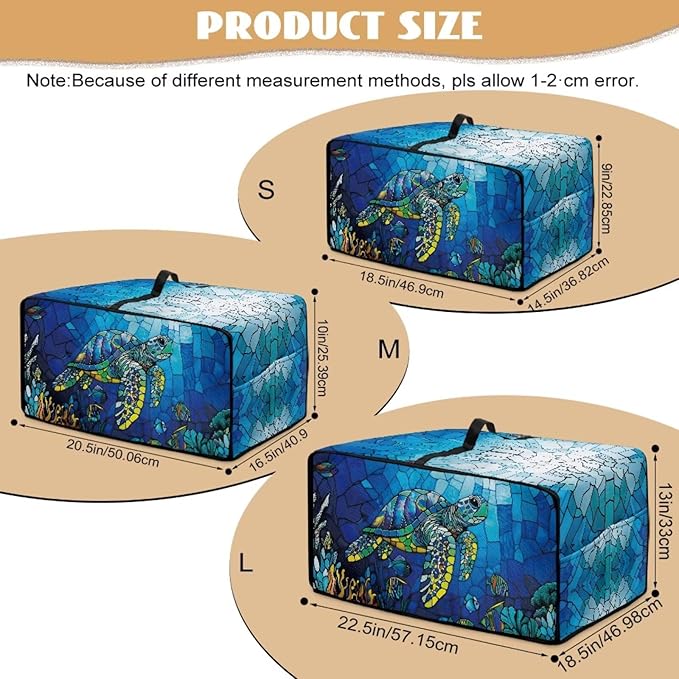 Glass Painting Sea Turtle Print Microwave Oven Cover Dustproof Toaster Oven Cover Large Size Foldable Kitchen Appliance Protector with Storage Bag Machine Washable, M
