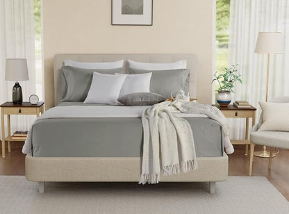 100% Cotton Sheets California King Size Sheets Set, Cal King Sheet Set, 800 Thread Count Sateen Weave Luxury Hotel Sheets, Naturally Cool Long Staple Egyptian Cotton, No Pilling & Shrink - Silver