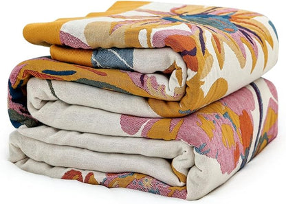 MSGKV Boho Throw Blanket King Size Warm Blanket for Couch and Sofa Blankets Cover for Living Room Throw Blankets Fall Cozy Bed Quilt(D-Flower and Butterfly, 108" x 90"(King))