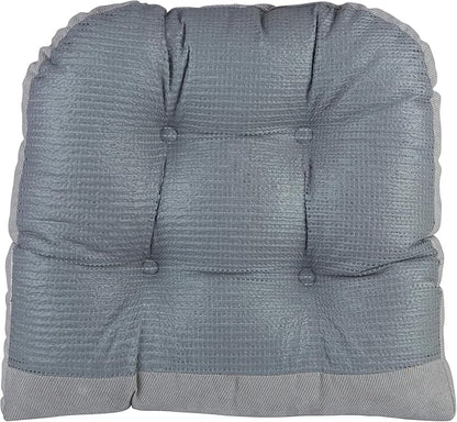 Klear Vu Gripper Overstuffed Universal Non-Slip Dining Chair Cushions for Kitchen Decor or Office Use, U-Shaped Skid-Proof Seat Pad, 17x17 Inches, 2 Count (Pack of 1), Linear Gray
