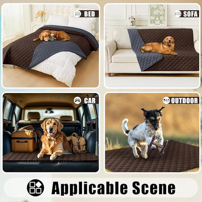 Smiry Waterproof Dog Bed Cover Blanket, Soft Reversible Pet Blanket, Washable Leakproof Cats Dogs Couch Cover for Sofa, Couch, Furniture, Plaid (40x50 Inch, Chocolate/Dark Grey)