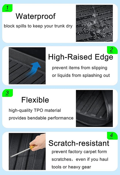 CRV Cargo Liners - All-Weather Protection Rear Trunk Tray Floor Mats Compatible with Honda CRV 2007-2016，3D-Designed Waterproof Durable Odorless Custom-Fit TPO Accessories
