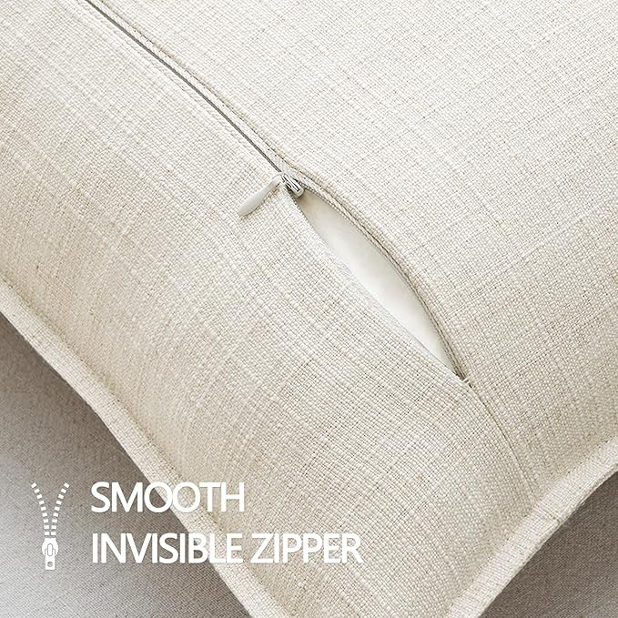 MIULEE Decorative Pillow Covers 20x20, 2 Pack Boho Farmhouse Neutral Throw Pillows for Couch, Thick Textured Modern Linen Cushion Cases Sofa Bed Living Room Home Decor, Cream White