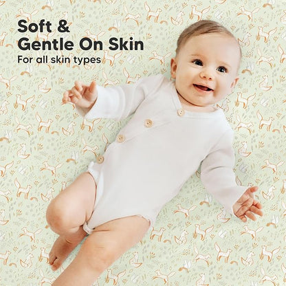 2-Pack Mini Crib Sheets Fitted - 38x26 Pack N Play Sheets for Pack and Play Mattress, Organic Cotton, Soft & Breathable Playard Bedding, Neutral Mini Toddler Bed Cover for Boys, Girls (Foxtrot)