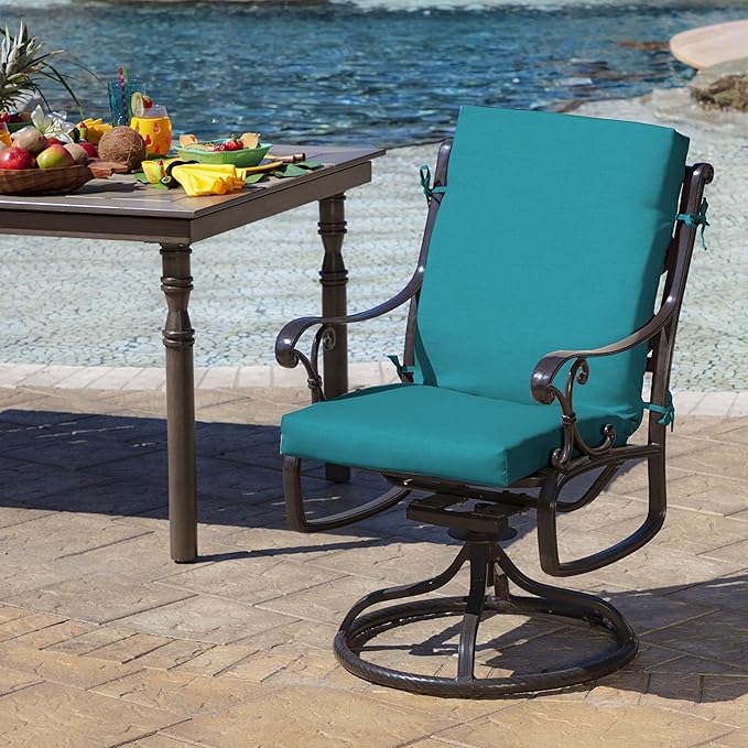 Arden Outdoor Dining Chair Cushion, 20 in x 20 in, Weather-Proof, Rain-Proof, Fade Resistant Patio Cushion for Patio, Dining, or Rocking Chairs 20 x 20, Lake Blue Leala