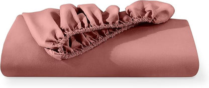 Bare Home Fitted Bottom Sheet King Size - Premium 1800 Microfiber - Ultra-Soft Hotel Luxury - Deep Pocket - Durable and Long Lasting (King, Dusty Rose)