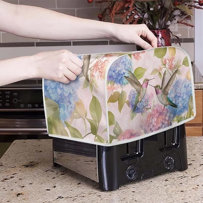 Hummingbird Kitchen Blender Cover Toaster Cover 4 Slice Washable Kitchen Accessories Flower Pattern Small Appliance Protector Dustproof Covers