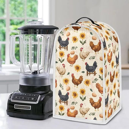 Talayituse Rooster Chicken Egg Sunflower Print Blender Dust Cover with Handle, Stand Mixer or Coffee Maker Appliance Covers Anti Fingerprint Dust Proof Stain Resistant Blender Cover for Home Kitchen