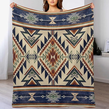 Native Throw Blanket, Southwest Tribal Aztec Pattern Vintage Abstract Ethnic Geometric Print Couch Sofa Bed Plush Throw Blanket 40"x50"