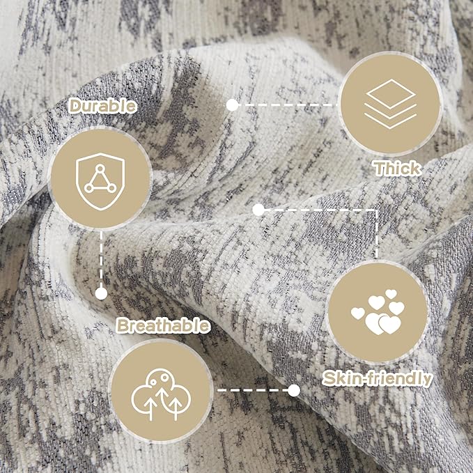 MEETSKY Couch Cover Boho Sofa Covers Couch Covers for 3 Cushion Couch Sofa Pet Friendly, Abstract Geometric Washable Sofa Slipcover for Sectional Sofa Cover with Tassel, 91" x 134", Light Grey
