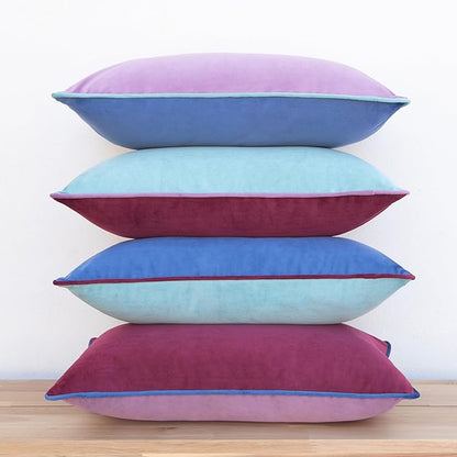 MONDAY MOOSE Decorative Throw Pillow Covers Cushion Cases, Set of 4 Soft Velvet Modern Double-Sided Designs, Mix and Match for Home Decor, Pillow Inserts Not Included (12x20 inch, Purple/Blue)