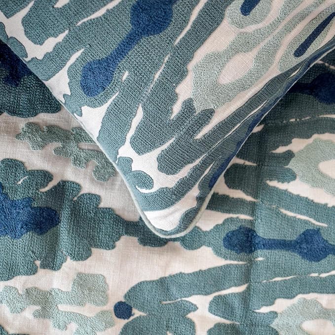 The HomeCentric Blue Bed Runner for King/Queen/Twin Cotton Decorative Bed Scarf 53"x18" Bed Runner Without Pillow Cover, Abstract & Ikat Bed Scarf Bedroom Décor Accent - Blue Mirage
