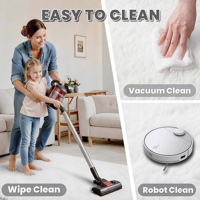 4x6 Area Rugs for Living Room Rug: Soft Fluffy Shag White Rugs for Bedroom, Non-Slip Large Fuzzy Plush Rug Indoor Floor Carpet for Nursery Kids Boys Girls Room, Dorms, Playroom, Modern Home Decor