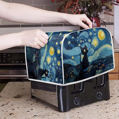 Black Cat Galaxy Toaster Cover 2 Slice Oven Cover Dustproof Kitchen Small Appliance Protector Toaster Dust Covers for Kitchen Counter, S, Blue
