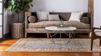 Unique Loom Voyage Collection Traditional Oriental Classic Intricate Design Area Rug (6' 0 x 9' 0 Rectangular, Light Blue/Gold)