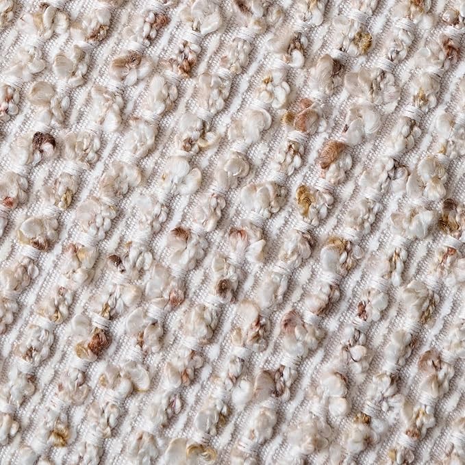 Striped Euro Sham Pillow Covers 26x26 Set of 2 Beige Textured Boucle Chic Morden Boho Accent Farmhouse Square Decorative Couch Throw Pillow Covers for Home Decor Bed Sofa Living Room