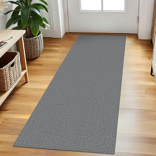 EARTHALL Washable Runner Rug 2x5 Ft Non Slip Runners for Hallways Cotton Rubber Backed Kitchen Runner Braided Indoor Floor Carpet Runners for Entryway, Hallway, Kitchen, Bedroom, Charcoal Gray