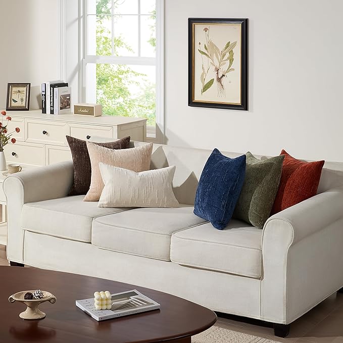 Set of 2 Soft Textured Throw Pillow Covers 12x20, Invisible Zipper Neutral Cushion Cases, Easy - Care Decorative Farmhouse Decor for Living Room Couch (White, 12" x 20" (Pack of 2))