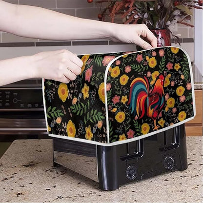 ZFRXIGN Sunflower Chicken Toaster Cover 2 Slice Wide Slot Toaster Rooster Cover Dust Cover with Top Handle Bread Maker Cover Small Kitchen Appliance Cover Home Decor