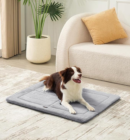 MADE 4 PETS Dog Crate Pad Bed for Small Dogs, Washable & Reversible, Anti-Slip Kennel Mat for Cozy Sleeping, Soft Fluffy Dog Bed for Indoor & Outdoor Use, 24"x18", Gray