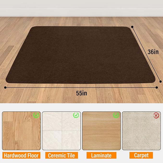 Office Chair mat for Hardwood Floor,55"x35" Anti-Slip Floor Protector for Home Office,Under Desk Mat,Computer Chair mat for Rolling Chairs Charcoal Coffce