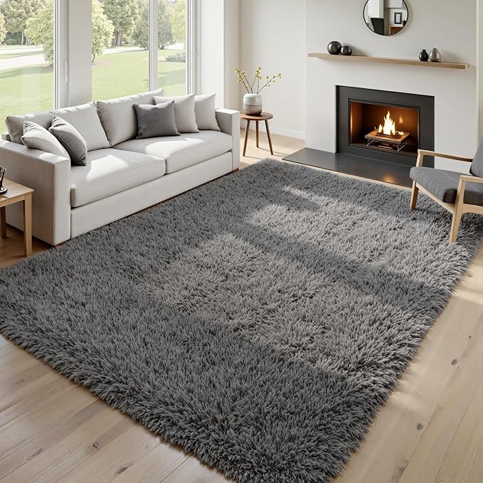 5x7 Area Rugs for Living Room: Ultra Soft Fluffy Shag Gray Rug for Bedroom, Non-Slip Large Fuzzy Plush Rug Indoor Floor Carpet for Nursery Kids Boys Girls Room, Dorms, Modern Home Decor
