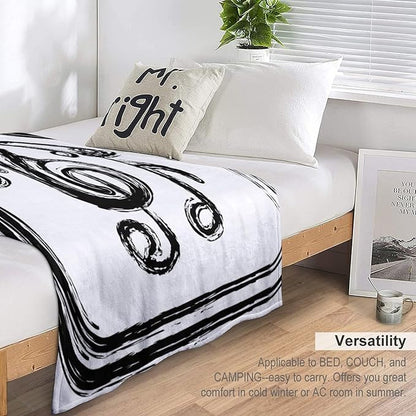 Music Blanket Black Abstract Graffiti Music Note Art Printed Soft Cozy Lightweight Throw Blanket for Kids Girls Boys Women Men Bedroom Living Room Dorm Chair Sofa Travel 70x80in
