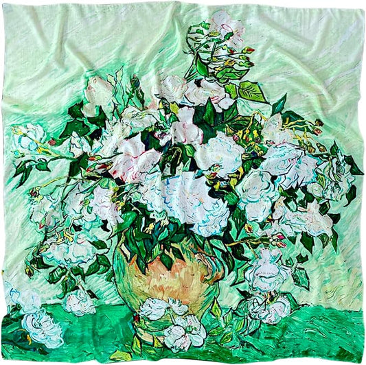 Artist Oil Painting Wraps 51"x51" Cashmere-Soft Art Pashmina Luxury Rolled Hem Women Large Travel Blanket Shawl
