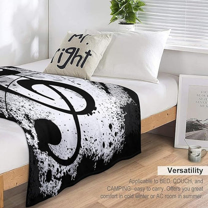 Music Blanket Black White Abstract Music Note Art Print Soft Cozy Lightweight Throw Blanket for Women Men Bedroom Living Room Dorm Chair Sofa Travel 70x80in