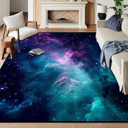 6' x 9' Galaxy Area Rug Bedroom Living Room for Girls Kids Boys Large Space Carpet Nebula Vortex Throw Rugs Cloud Floor Mat,180 X 275cm,Blue