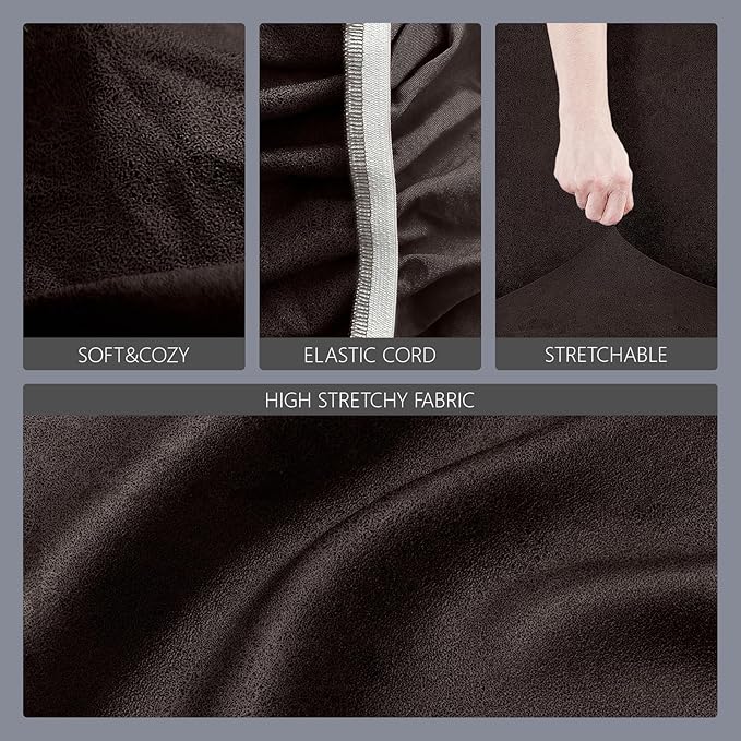 molasofa Leather Like Stretch Futon Slipcover Armless Sofa Cover Furniture Protector with Elastic Bottom, Soft and Washable Futon Cover for Sofa Bed （Extra Large，Chocolate）