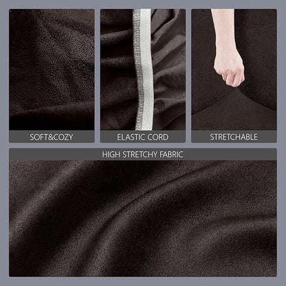 molasofa Leather Like Stretch Futon Slipcover Armless Sofa Cover Furniture Protector with Elastic Bottom, Soft and Washable Futon Cover for Sofa Bed （Medium，Chocolate）