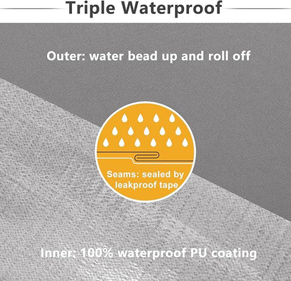 Favoyard Patio Chair Cushions 18.5 x 16 x 3 Inch Waterproof Outdoor Seat Cushions for Patio Furniture 3-Year Color Fastness Garden Sofa Couch Chair Pads with Handle & Adjustable Straps Set of 2, Grey
