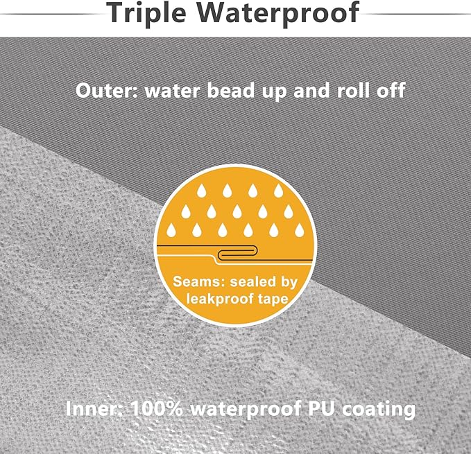 Favoyard Patio Chair Cushions 19 x 19 x 3 Inch Waterproof Outdoor Seat Cushions for Patio Furniture 3-Year Color Fastness Garden Sofa Couch Chair Pads with Handle & Adjustable Straps Set of 2, Grey