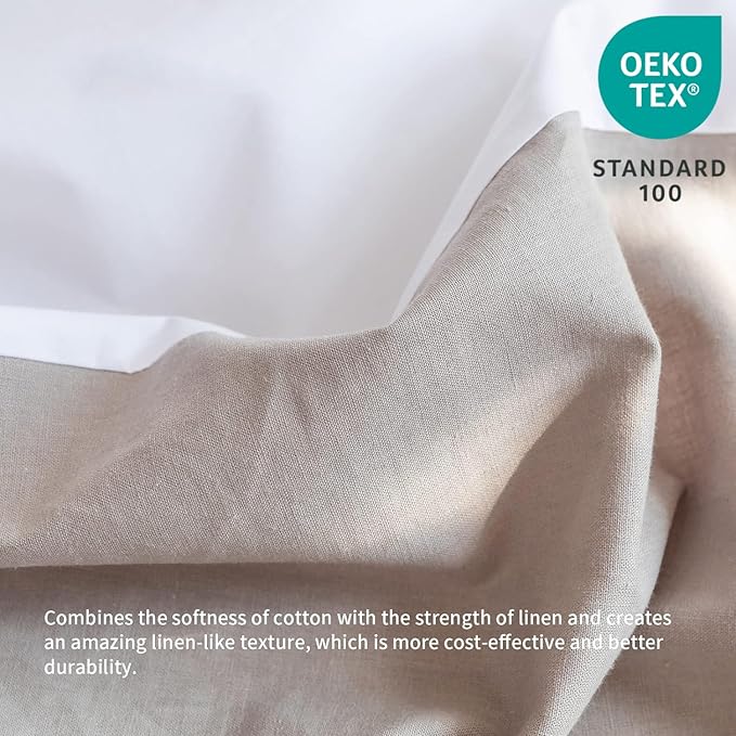 BISELINA French Linen Bed Skirt with Pleated Corner 18-Inch Tailored Drop Natural Flax Cotton Blend Basic Dust Ruffle Soft Cozy Farmhouse Bedding (18" King, Basic Grey)