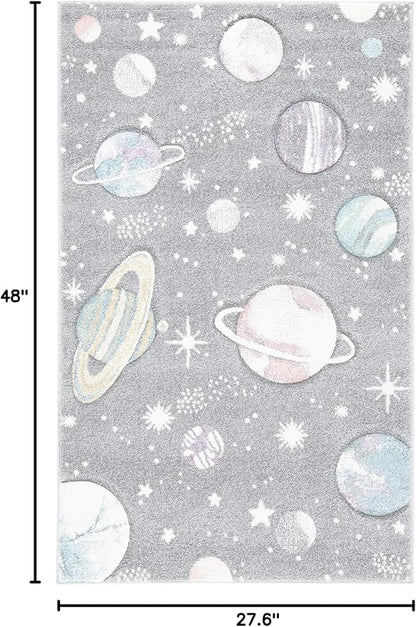 SAFAVIEH Carousel Kids Collection Accent Rug - 2'3" x 4', Grey & Lavender, Non-Shedding & Easy Care, Ideal for High Traffic Areas for Boys & Girls in Playroom, Nursery, Bedroom (CRK103F)