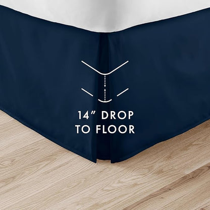 Linen Market Bed Skirt - Ultra Soft Microfiber - Easy Fit with 14 Inch Tailored Drop - Hotel Quality, Shrinkage & Fade Resistant - Bed Cover - Twin XL Bed Skirts - Bedroom Décor - (Twin XL, Navy)