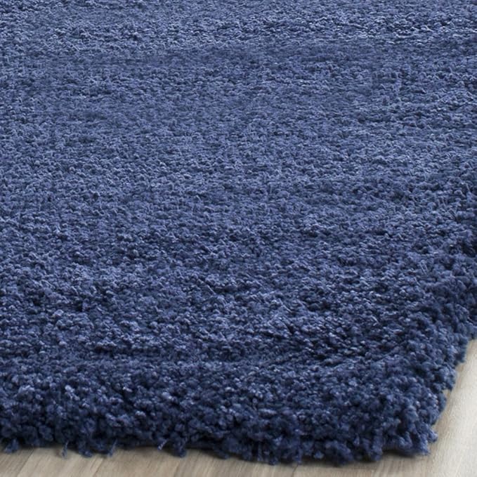 SAFAVIEH Milan Shag Collection 5'1" Square Navy SG180 Solid Non-Shedding Living Room Bedroom Dining Room Entryway Plush 2-inch Thick Area Rug