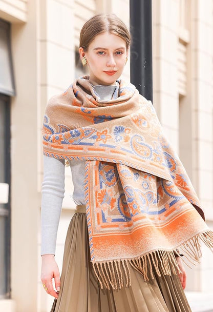 Wander Agio Warm Fashion Scarf Long Shawl Large Blanket Winter Wraps Scarves for Women Cashmere Jacquard Vintage Paisley