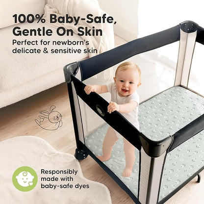 Pack and Play Sheets Fitted - 2-Pack Mini Crib Sheets for Pack N Play Mattress 38x26, Soft & Cozy, Neutral Toddler Playard Bedding, Snug Fitted Mini Baby Crib Mattress Cover Boy, Girl (Daisies)