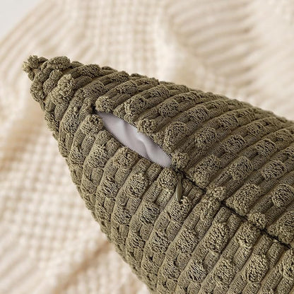 Kevin Textile 12x24 Inch Pillow Cover 1 Pack Boho Decorative Soft Striped Corduroy Lumbar Farmhouse Color Accent Rectangle Cushion Case for Living Room Couch Sofa Bed, Olive Green
