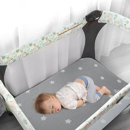 Bassinet Mattress Pad 25 x 36 Compatible with Dream On Me Nest/Zoom Portable/Zodiak, Pamo Babe Portable, Cosco Portable and Baby Trend, Waterproof Baby Foam with Removable Zippered Cover, Grey