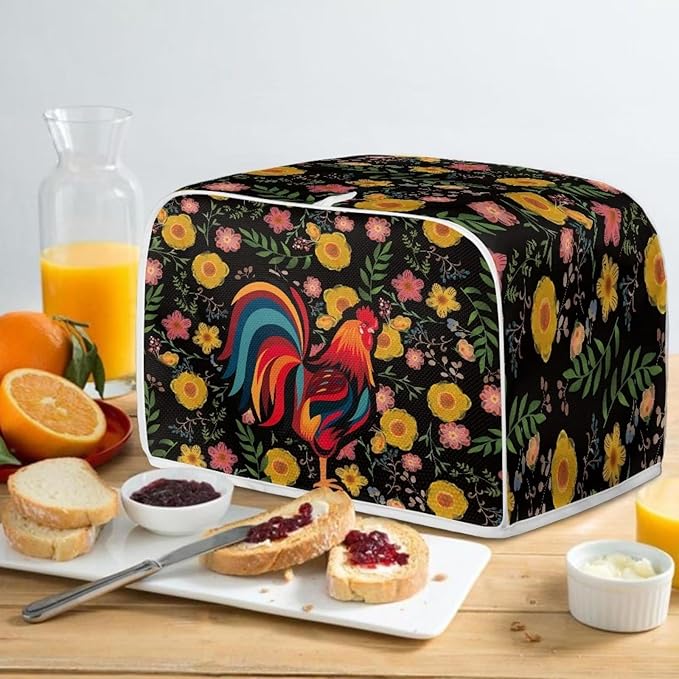 ZFRXIGN Sunflower Chicken Toaster Cover 4 Slice Wide Slot Toaster Rooster Cover Dust Cover with Top Handle Bread Maker Cover Small Kitchen Appliance Cover Home Decor