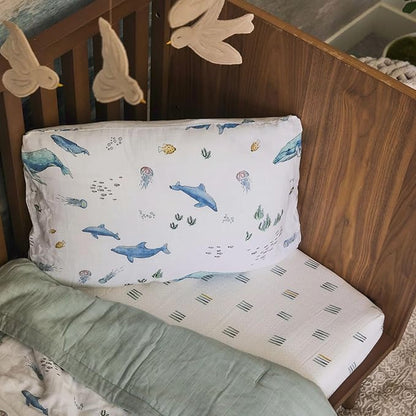 Little Unicorn Toddler Bedding 3-Piece Set | Super Soft & Breathable Muslin Fabric | for Convertible Cribs & Toddler Beds (Whales)