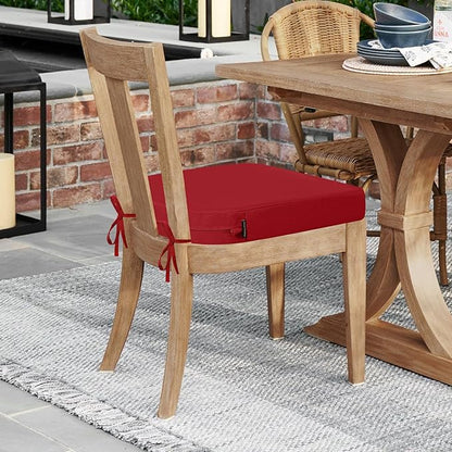 idee-home Outdoor Chair Cushions Set of 4, Thick 19" x 19" x 3" Outdoor Seat Cushions Patio Furniture Waterproof with Ties, Dining Pads