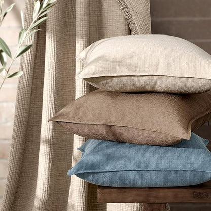 MIULEE Decorative Pillow Covers 18x18, 2 Pack Boho Farmhouse Neutral Throw Pillows for Couch, Thick Textured Modern Linen Cushion Cases Sofa Bed Living Room Home Decor, Natural Beige