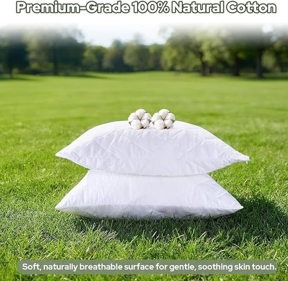CoolShields Premium 100% Cotton Waterproof Pillow Protectors with Zipper, Breathable & Noiseless, Hypoallergenic Soft Skin-Friendly Surface for All-Night Comfort, Standard Size - 20”x26” (2 Pack)