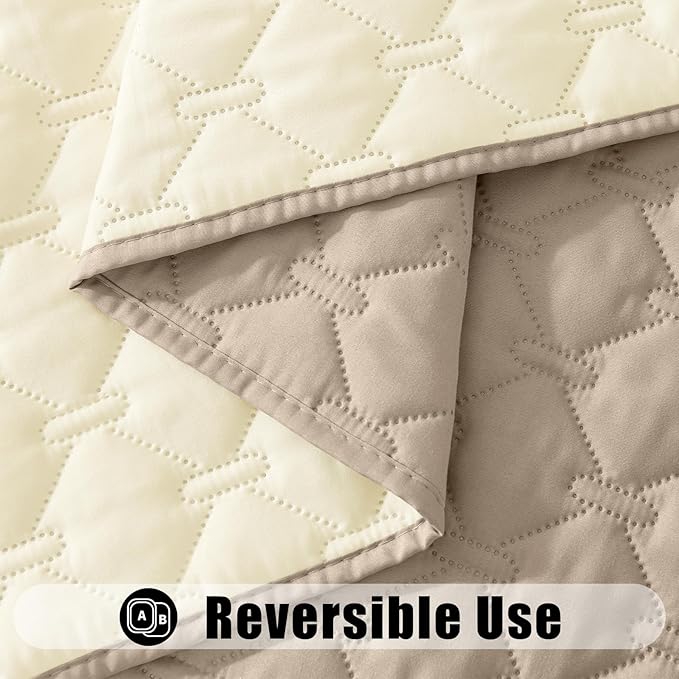 Smiry Waterproof Dog Bed Cover Blanket, Soft Reversible Pet Blanket, Washable Leakproof Cats Dogs Couch Cover for Sofa, Couch, Furniture, Plaid (30x70 Inch, Taupe/Beige)