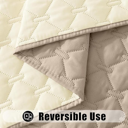 Smiry Waterproof Dog Bed Cover Blanket, Soft Reversible Pet Blanket, Washable Leakproof Cats Dogs Couch Cover for Sofa, Couch, Furniture, Plaid (82x82 Inch, Taupe/Beige)